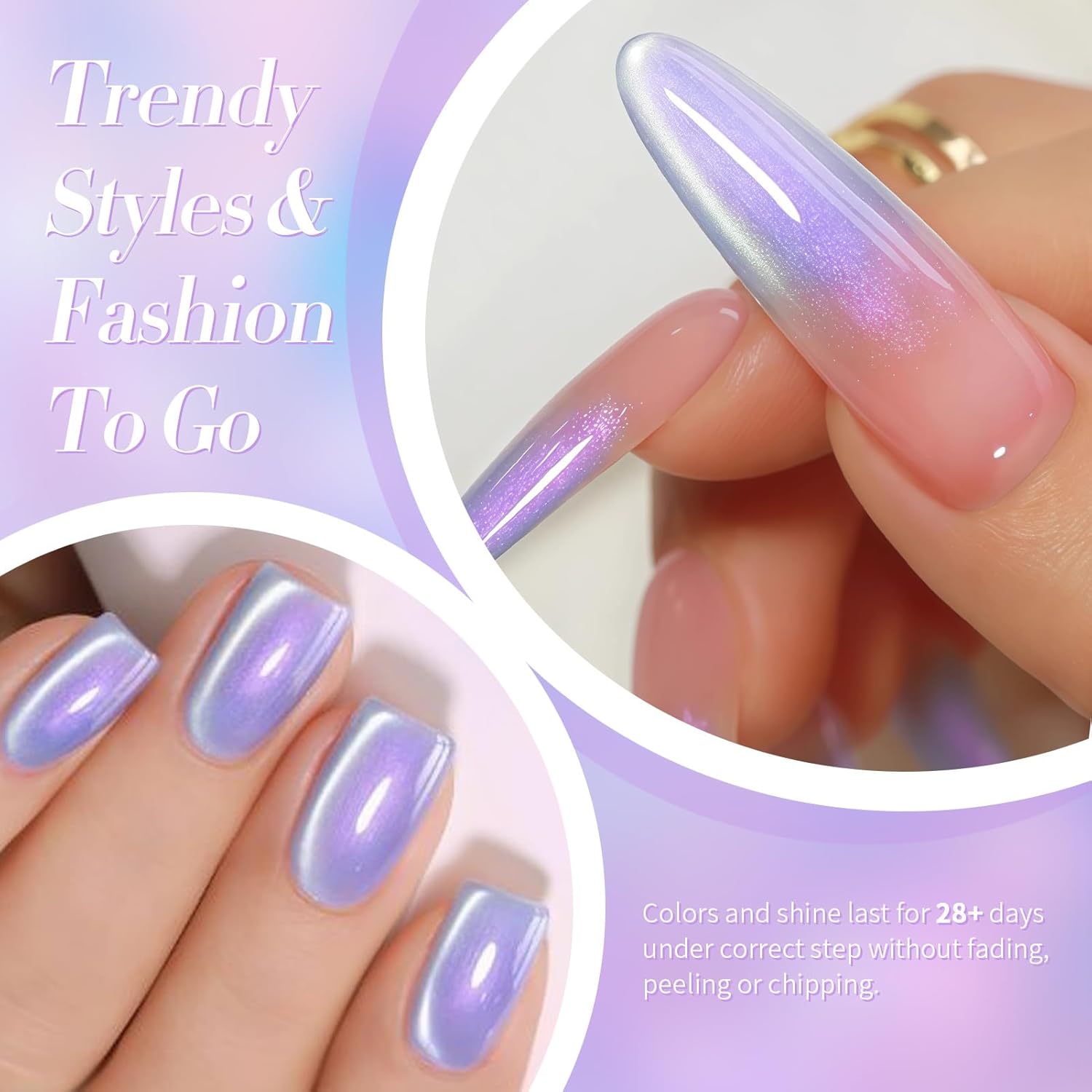 Born Pretty Cat Magnetic Eye Gel Nail Polish, Fairy Purple Glitter Cat Magnetic Gel Nail Polish for Nail Art Manicure Salon DIY at Home 15ML-Velvo Beauty