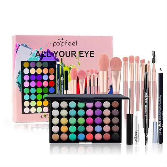 All in One Makeup Kit for Women Full Kit Girls Makeup Gift Sets Xmas Essential Bundle Include Eyeshadow Palette Lipstick Blush Concealer Eyeliner Mascara Foundation Brush Eyebrow Pencil-Velvo Beauty