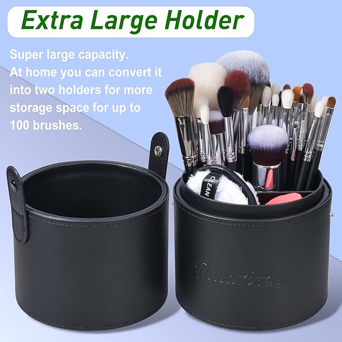 Bueart Design Pro makeup Artist 34Pcs Deluxe Real Goat Hair Horse hair Makeup Brushes Set with extra Large Holder High End Professional labeled makeup brush set with natural Pony Hair-Velvo Beauty