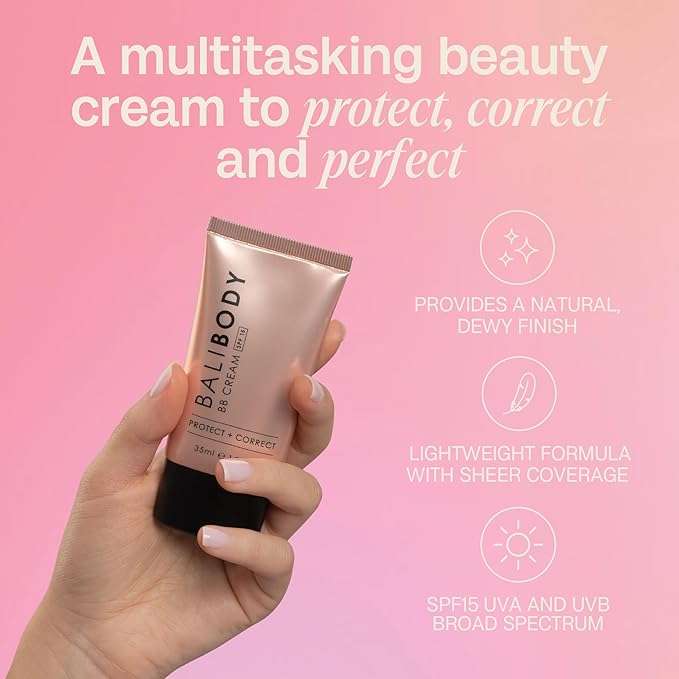 BALI BODY BB Cream SPF15 - Natural Shade | Tinted Sheer Face Cream with Hyaluronic Acid & Marine Collagen | Paraben Free, For All Skin Types | Vegan, Cruelty Free Australian Made (35 ml/1.2 fl oz)-Velvo Beauty