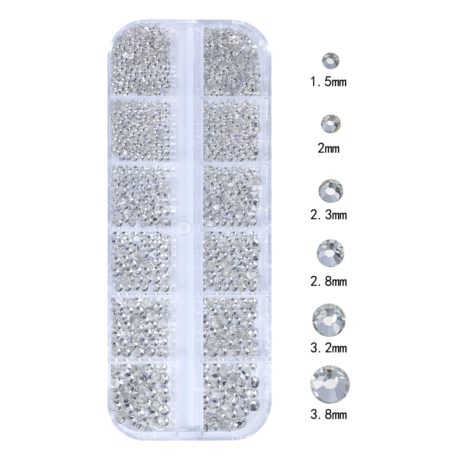 HNUIX Nail Rhinestones - 3D Multi Shape Size, Crystal Clear Nail Gems, Flat Back, with Kit, for Nail Art, DIY Decorations-Velvo Beauty