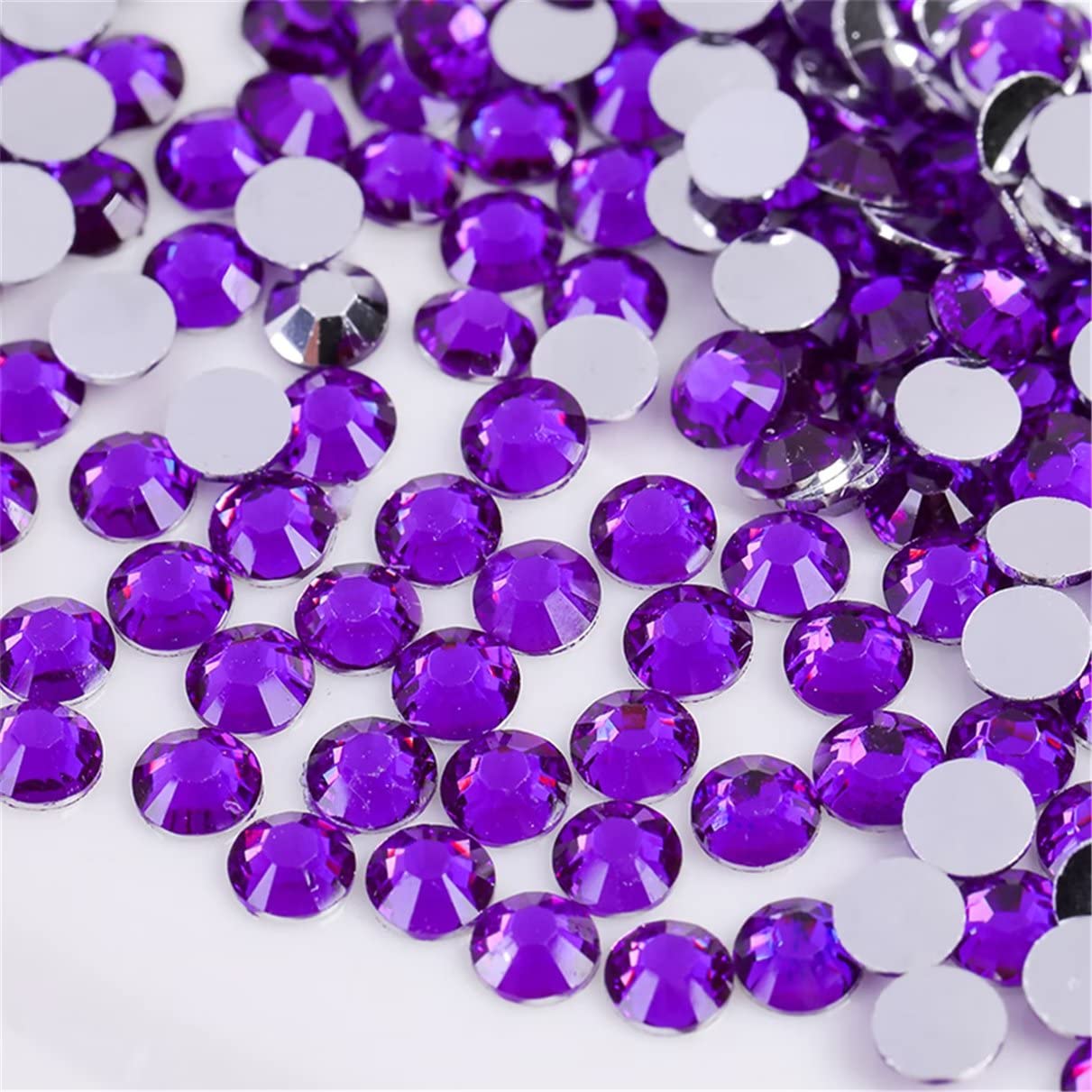 1500 Pieces SS16 4mm Flatback Rhinestones Clear Glass Round Gems Crystals for Nail Art DIY Crafts Clothes Shoes Bags （Dark Purple）-Velvo Beauty