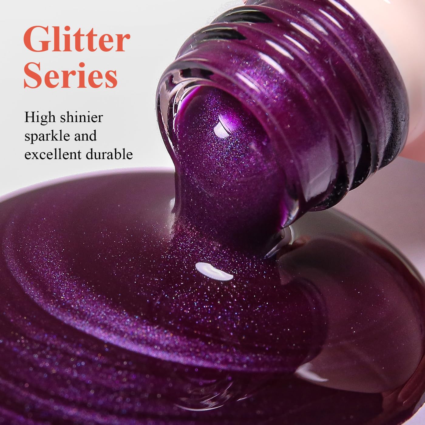 Imtiti Glitter Gel Nail Polish, Dark Purple Pearl Glitter Nail Gel Polish Diamond Shimmer Sparkle Soak Off UV LED Spring Summer Manicure 10ML-Velvo Beauty