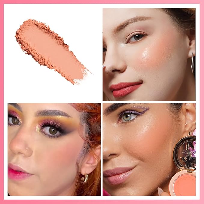 OULAC Blush Makeup Fair Skin| Highly Pigmented Powery Blush| Natural Matte Glow| Shape & Highlight Face| Cruelty-Free Blush with Rose Oil| 4.8g 16 Summer Time-Velvo Beauty