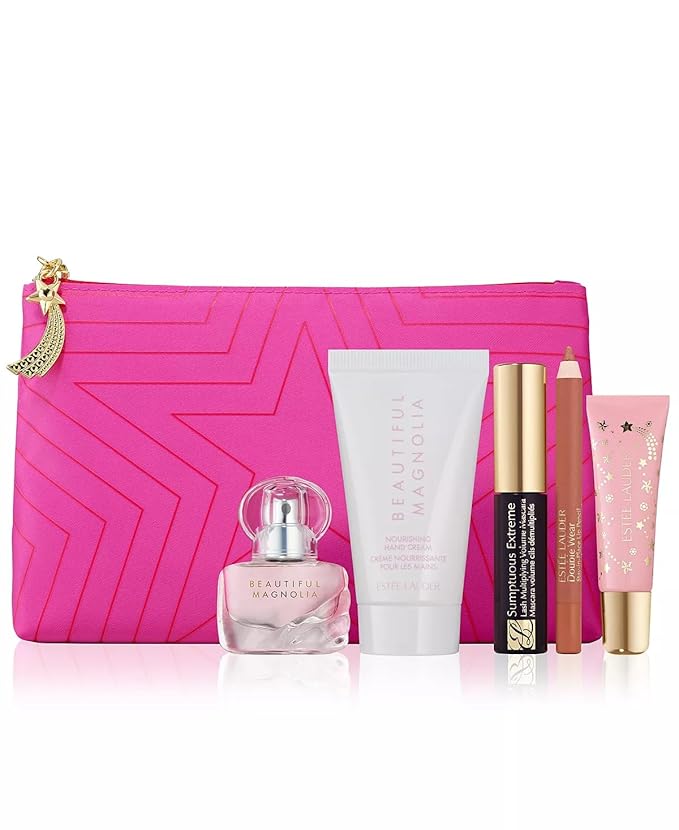 Estee Lauder 6-PC Beautiful Magnolia Perfume Spray, Hand Cream, Lip Gloss, Liner, Mascara Gift Set-Velvo Beauty