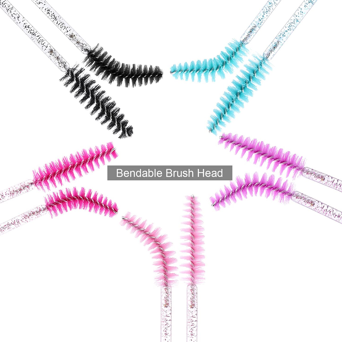 Tbestmax 2000 Disposable Mascara Wands Eyelash Brush Spoolies for Eyebrow Eye Lash Extension Colorful-Velvo Beauty