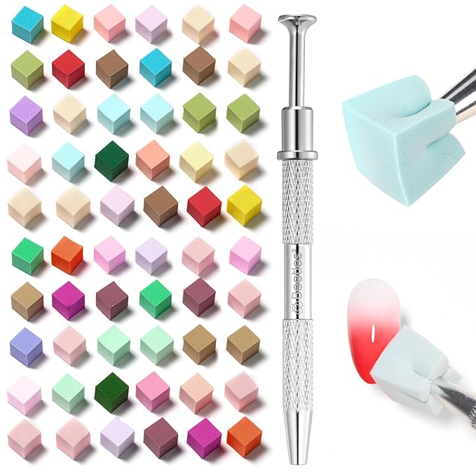 Beetles Gel Polish Soft Nail Sponges for Ombre, 88Pcs Large Size Nail Art Sponges With Grabbing Pen, Ombre Nail Brush to Creat Color Gradient Effect, Manicure Nail Art Tools for Nail Art Design-Velvo Beauty