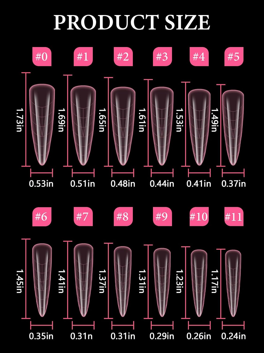 EBANKU Stiletto Dual Nail Forms for Poly Extension Gel, 120 PCS Pink Nail Molds Reusable Nail Extension Forms for Builder Gel Manicure Design Salon DIY-12 Sizes-Velvo Beauty