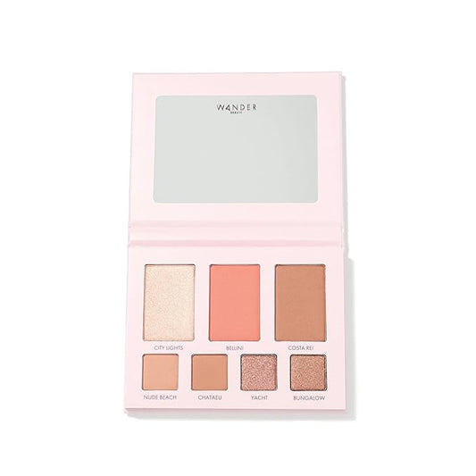 Wander Beauty Getaway Eye & Face Palette - Sunkissed (Light/Medium) - Full Face Makeup Palette Enriched With Vitamin E - For Day & Night Looks - 4 Shadows, Highlighter, Blush, and Bronzer - 0.34 fl oz-Velvo Beauty