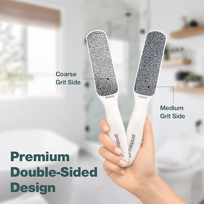 Probelle Double Sided Multidirectional Nickel Foot File Callus Remover - Immediately Reduces calluses and Corns to Powder for Instant Results, Safe Tool (White)-Velvo Beauty