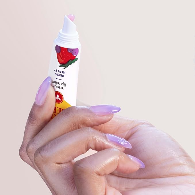 Burt's Bees Rescue Lip Relief, Berry Medley, Hydrating Lip Balm for Dry Cracked Lips, with Responsbily Sourced Beeswax and Shea Butter, 100% Natural Origin, 1 Squeezy Tube, 0.35oz-Velvo Beauty