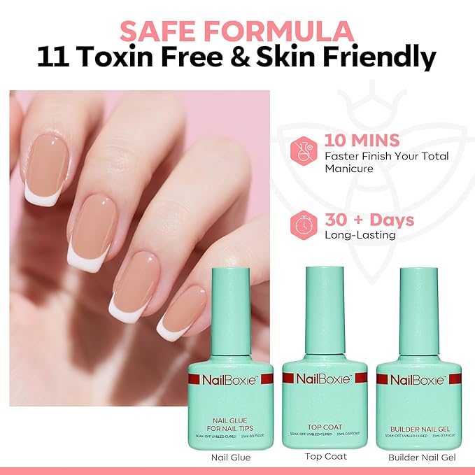 Modelones Gel Nail Kit, Press On Nails Kit with LED Light, 150 PCS Extra Short Pink Square, 15 Sizes French Tip Press on Nails, NailBoxie Pre-Colored Nail Tips for Easy DIY Nail Art-Velvo Beauty