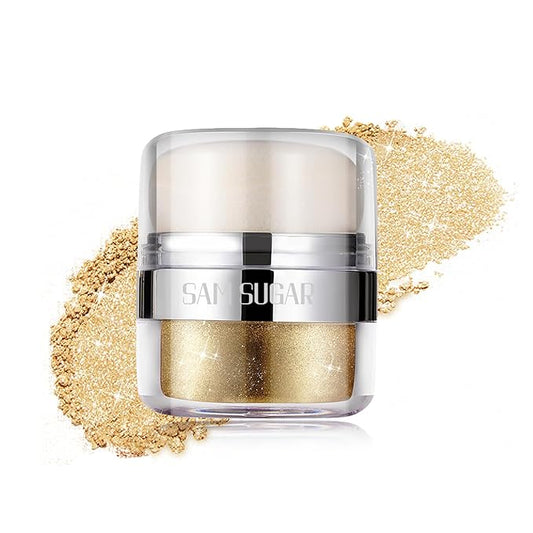 Glitter Body Highlighter Powder Body Shimmer Sparkle Face Brightening Highlighter Powder for Face Eyes Body Glow Makeup With sponge head（07#）-Velvo Beauty