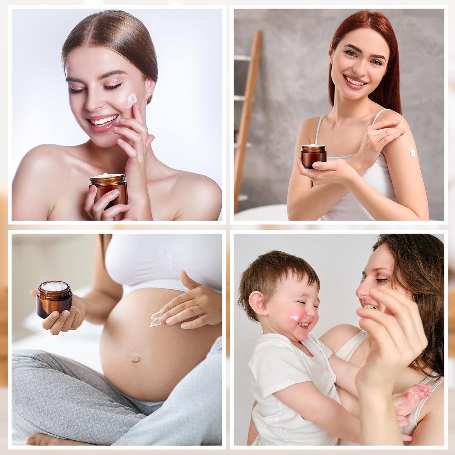 Domensi 48 Pcs 2 oz Glass Jars with Lids Travel Size Round Leakproof Empty Cosmetic Jars with Inner Liners Lid for Storing Makeup Lotions Face Cream Ointments Candle DIY Making (Amber)-Velvo Beauty