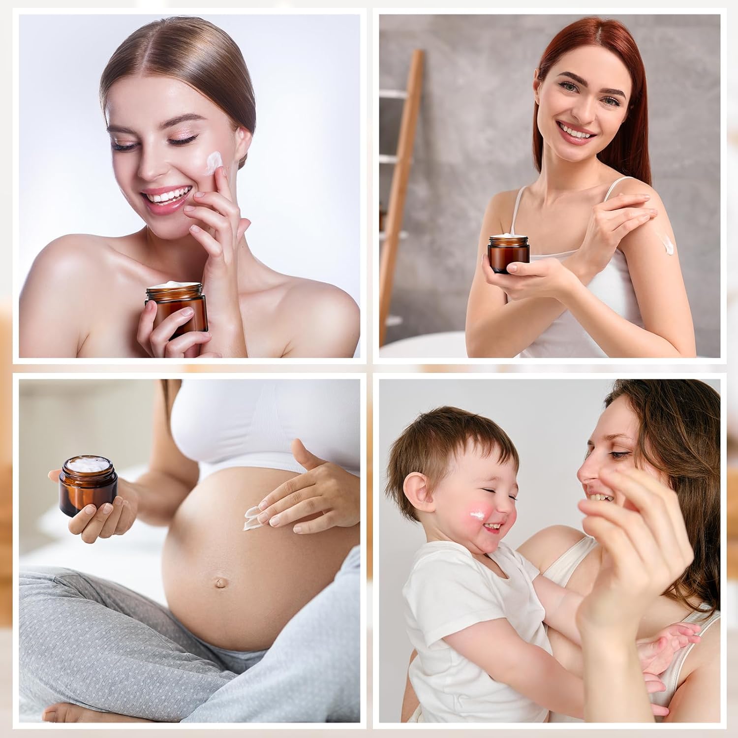 Domensi 48 Pcs 2 oz Glass Jars with Lids Travel Size Round Leakproof Empty Cosmetic Jars with Inner Liners Lid for Storing Makeup Lotions Face Cream Ointments Candle DIY Making (Amber)-Velvo Beauty