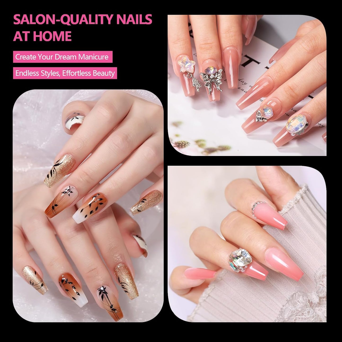 Long Coffin Nail Tips 500PCS, Clear Acrylic Full Cover Gel Press on Nail Tips for DIY Salon, 10 Sizes Pre-Shaped False Nails with Glossy Finish, Professional Manicure Kit & Easy Application-Velvo Beauty