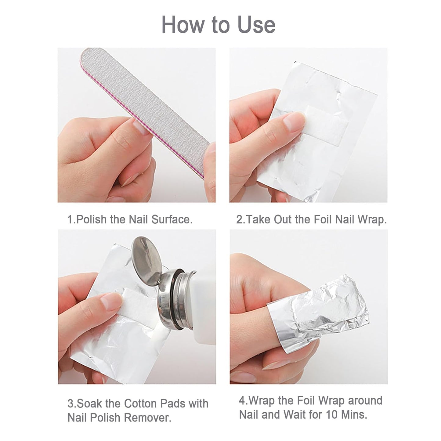 1000PCS Nail Polish Remover Foil Wraps, Nail Polish Remover Wrap with 1.18'' Pre-attached Lint Free Cotton Pads, Foil Wraps Aluminium Soak Off Gel Nail Polish Removal Tool Finger-Velvo Beauty