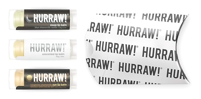 Hurraw! Moon Night Treatment, Unscented, Sun (Zinc Oxide SPF15) Lip Balms, 3 Pack Bundle: Organic, Certified Vegan, Cruelty & Gluten Free. Non-GMO, All Natural. Bee, Shea, Soy & Palm Free. Made in USA-Velvo Beauty