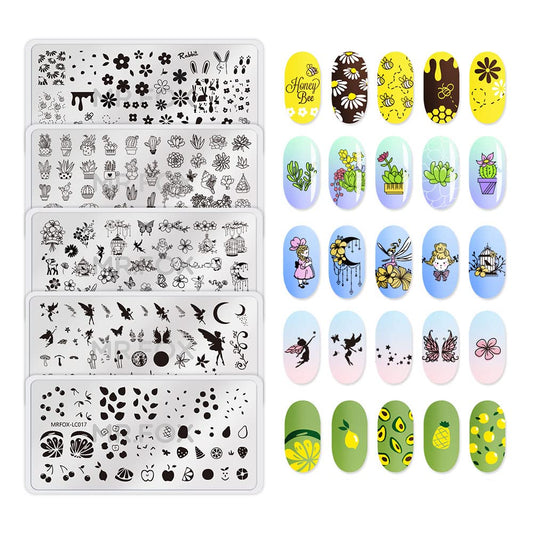 MR.FOX Nail Stamping Plate Set, 5Pcs Nail Art Stamp Kit Templates for Women with Plenty of Images-Velvo Beauty