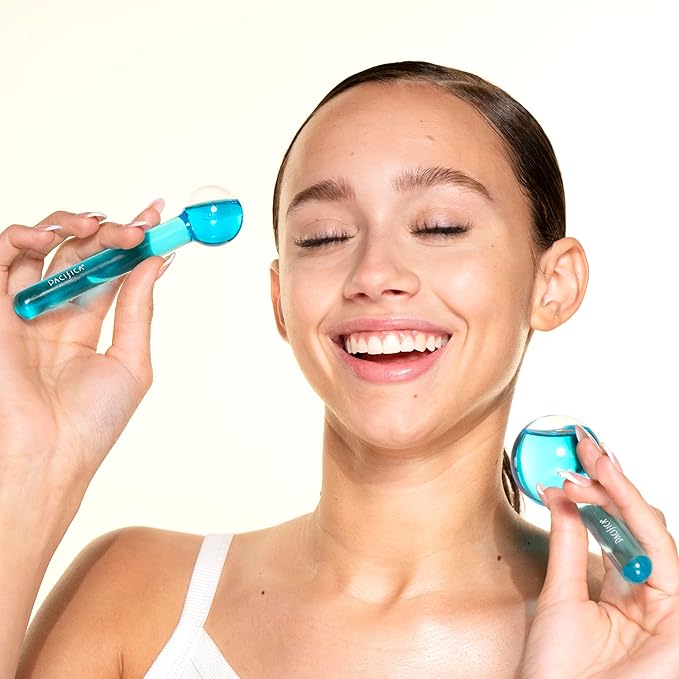 Pacifica Ice Roller Cryo Globes – Cooling Glass Facial Massager for Face, Eyes & Neck – Cold Therapy Beauty Tool for Puffy Eyes, Dark Circles, Redness, Wrinkles – Skin Care Gift for Women & Men-Velvo Beauty