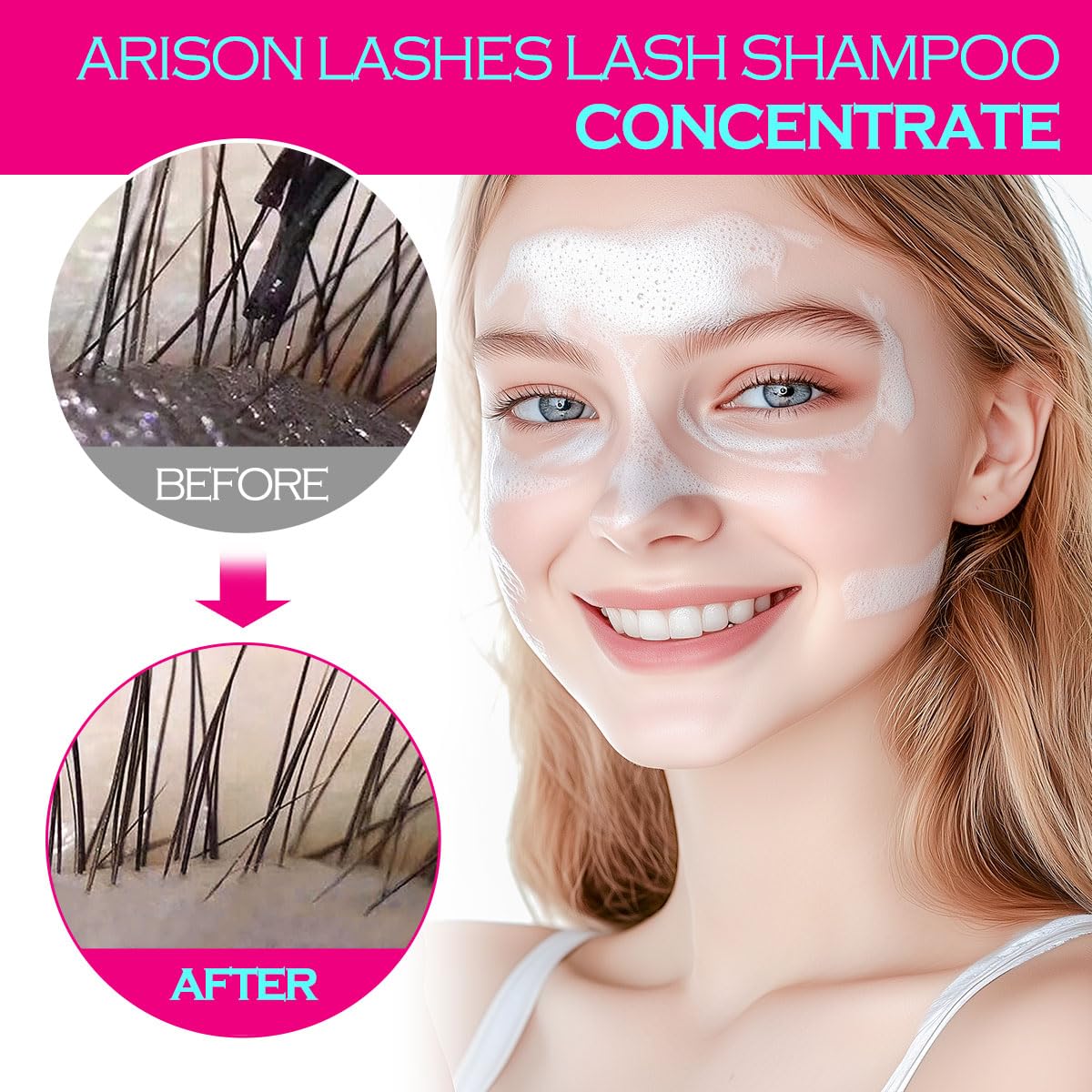 ARISON LASHES Lash Shampoo Concentrate for Lash Extensions 100ML Eyelash Cleanser Concentrate Oil-Free Eyelash Extension Shampoo with Salon Home Care(Unscente)-Velvo Beauty