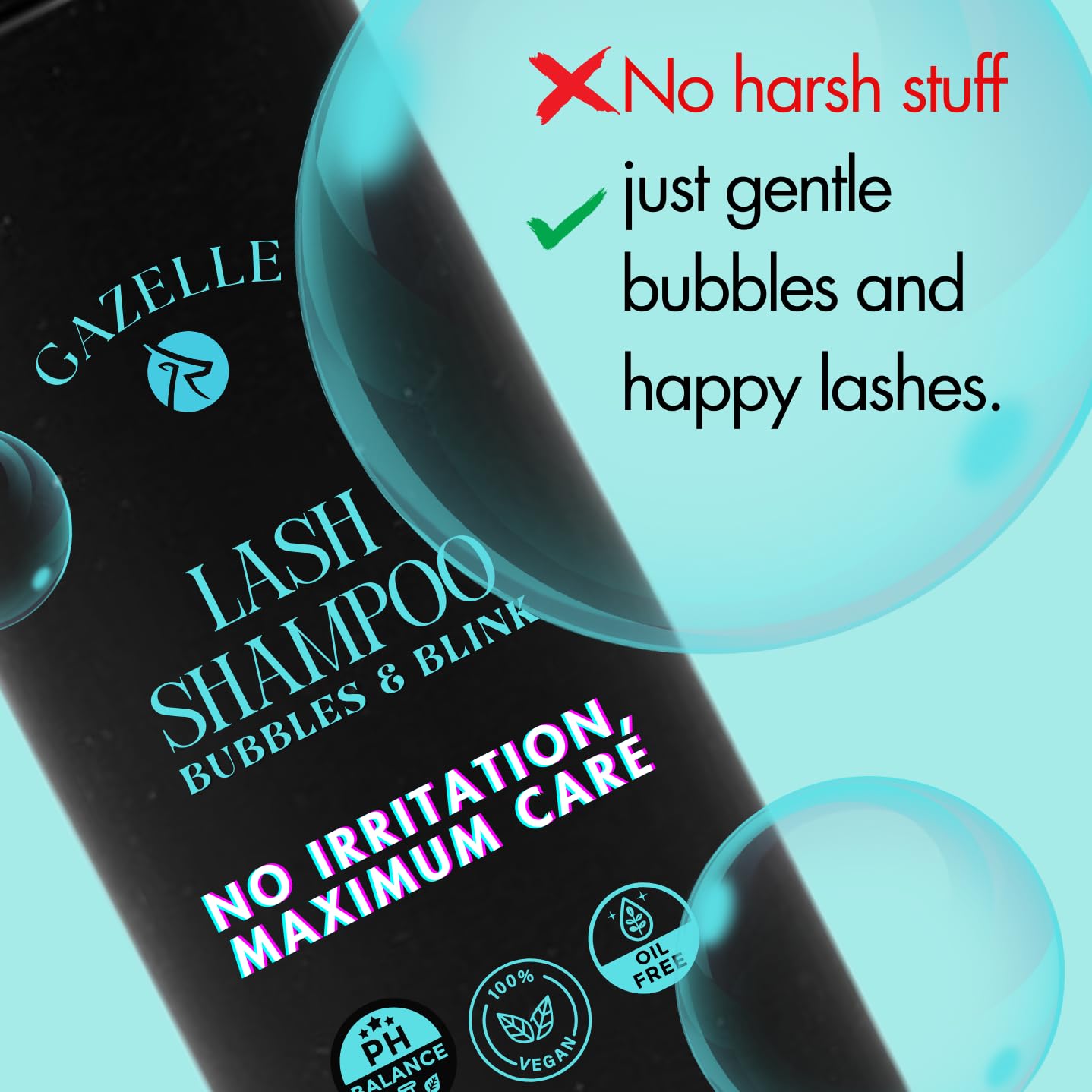 Gazelle Lash Shampoo with Brush – Gentle, Oil-Free Foaming Eyelash Extension Cleanser & DIY Lashes – Lash Cleaning Kit Removes Makeup, Dirt & Oil – No Irritation, No Burning – Salon & Home Use-Velvo Beauty