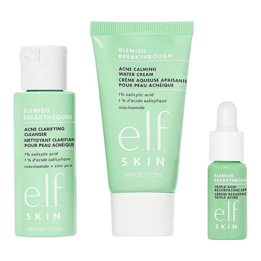 e.l.f. SKIN Blemish Breakthrough Blemish Control Basics Kit, Travel-Size Acne Skincare Routine, Cleanser, Serum & Moisturizer, Vegan & Cruelty-Free-Velvo Beauty