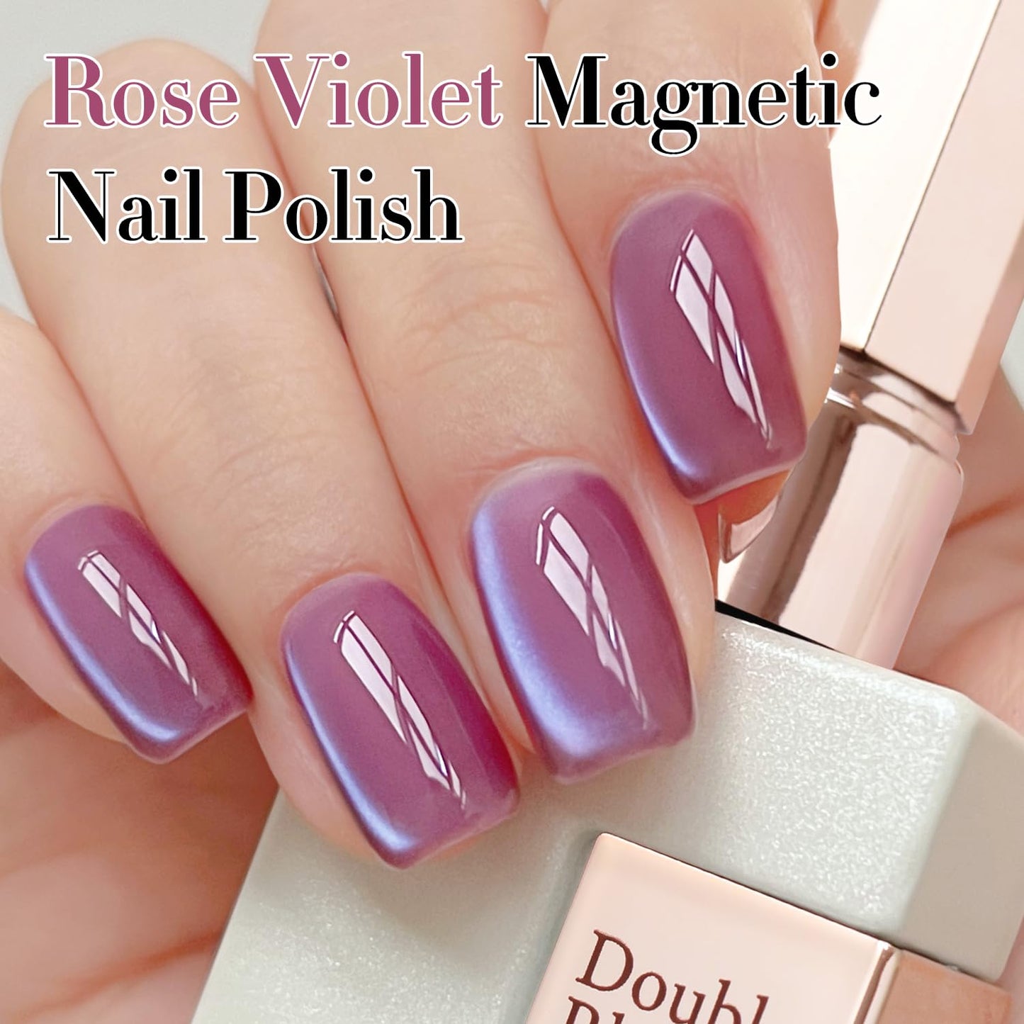 Double Rhythm 15ML Ice Glass Cat Eye Gel Polish with Magnet Holographic Glitter Shimmer Translucent Sheer Color Salon Soak Off Magnetic Nail at Home (Rose Violet-MC1131)-Velvo Beauty