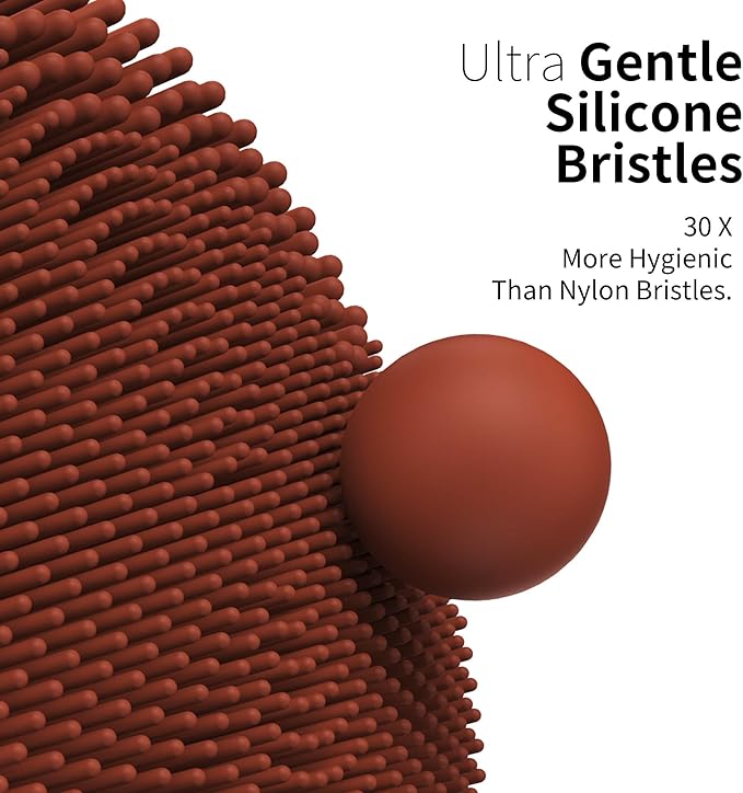 Silicone Face Scrubber, NågraCoola CLIE 2.0 Facial Cleansing Brush, Rechargeable, Waterproof Face Scrub Brush for Cleansing, Exfoliating, Massaging, Electric Facial Exfoliator for Women and Men-Russet-Velvo Beauty