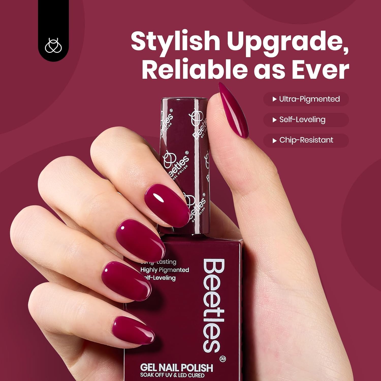 Beetles Dark Red Gel Nail Polish - 15ML Maroon Red Translucent Sheer Jelly Nail Polish Soak Off UV Lamp Colorful Bottle Gel Nail Art Salon DIY Home Manicure Gift for Women-Velvo Beauty