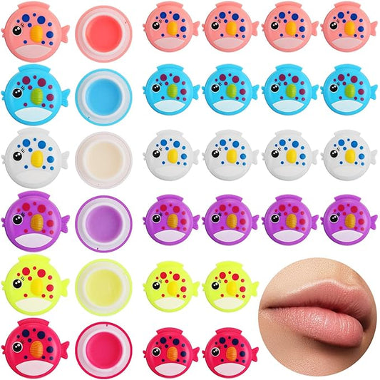 30 Pcs Fish Shape Lip Balm Under the Sea Party Favors Kids Fruit Flavored Lip Balm Ocean Party Favors Classroom Gift Exchange for Children Girls Women Men Students-Velvo Beauty