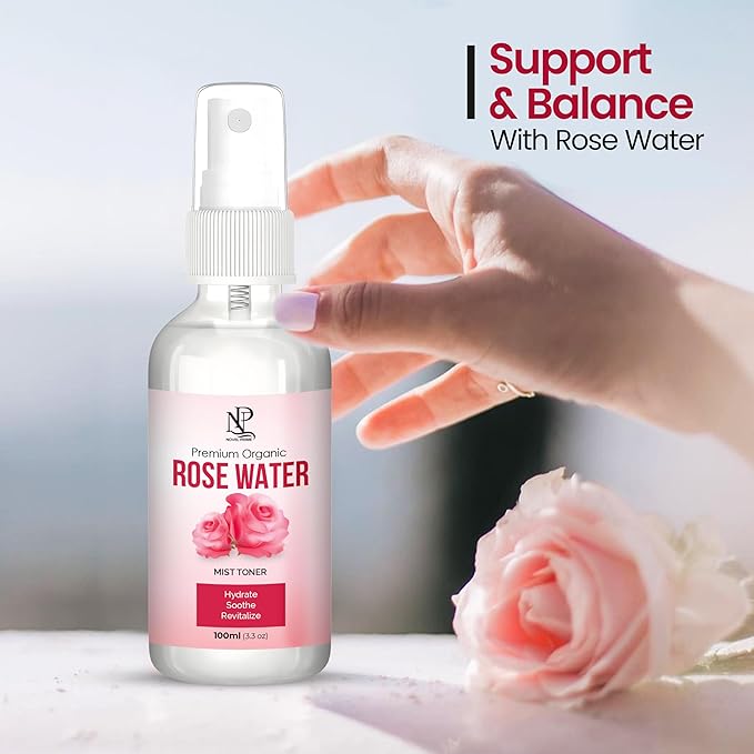Rose Water 100ml, Refreshing Facial Mist for All Glowing Skin and Hair Types (Pack of 1)-Velvo Beauty