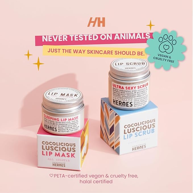 Handmade Heroes 100% Natural Coconut Lip Exfoliator & Lip Mask Gift Set - Gentle Exfoliant Sugar Lip Polish & Moisturizer for Chapped & Dry Lips-Velvo Beauty