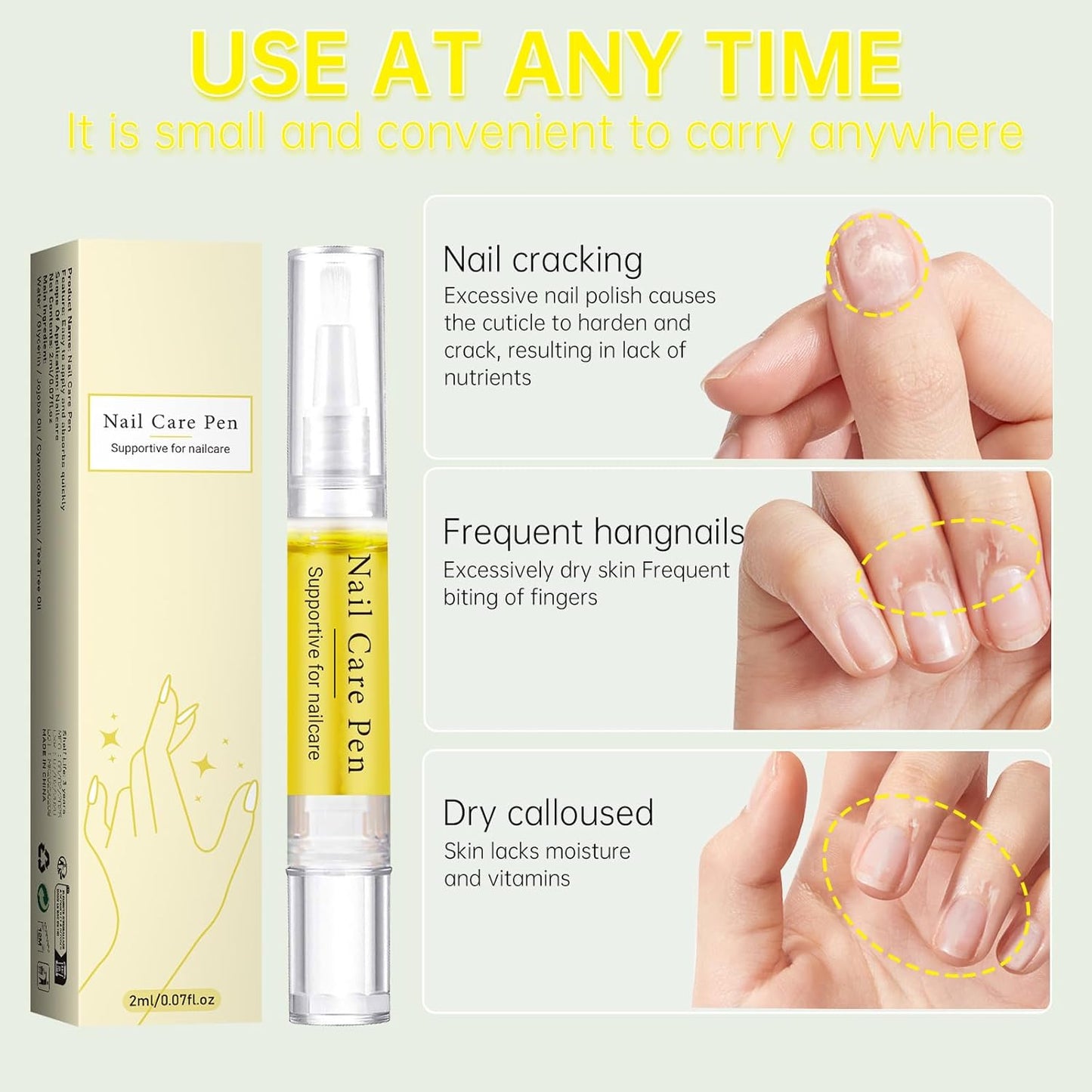 Nail Growth Oil, Rejuvenation Nail Oil Pen, Natural Rejuvenation, Instant Nail Strength, Cuticle Oil for Nails, Nail Strengthener for Moisturize Strengthen Brighten Nails Care (1)-Velvo Beauty