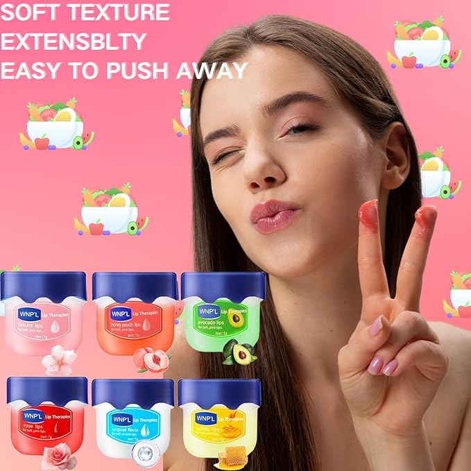 Lip Balm Set, 6Pcs Fruit Moisturizing Lip Balm, Lip Moisturizer Tinted Lip Balm, Hydrating Lip Balm For Reduce Lip Wrinkles, Dead Skin, Dry & Chapped, Cute Lip Balm Set For Women-Velvo Beauty