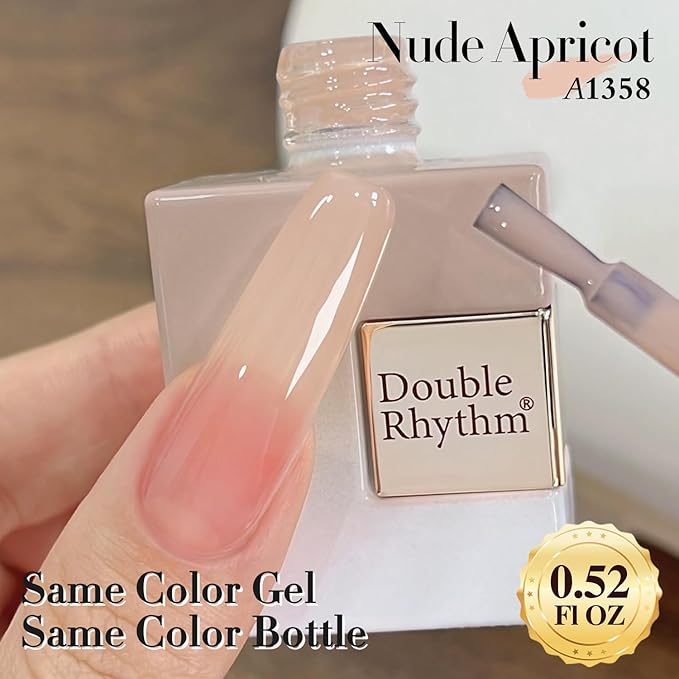 Double Rhythm 0.5Oz Translucent Gel Polish Sheer Neutral Natural Light Milky Same Color Same Bottle 15ML Jelly Gel Polish Art DIY at Home (Milky Nude-A1358)-Velvo Beauty