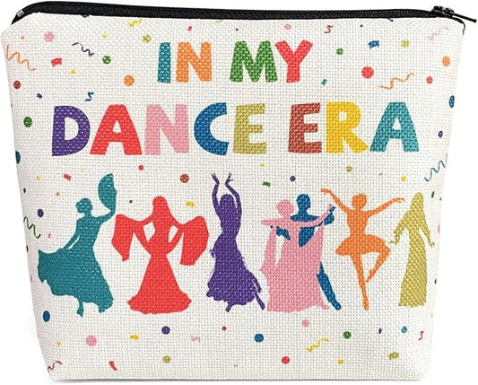 My Dance Era Canvas Zipper Cosmetic Bag, Small Makeup Bag for Women, Friends, Daughter, Sister for Dancers, Dancer Birthday Gifts for Girls (White)-Velvo Beauty