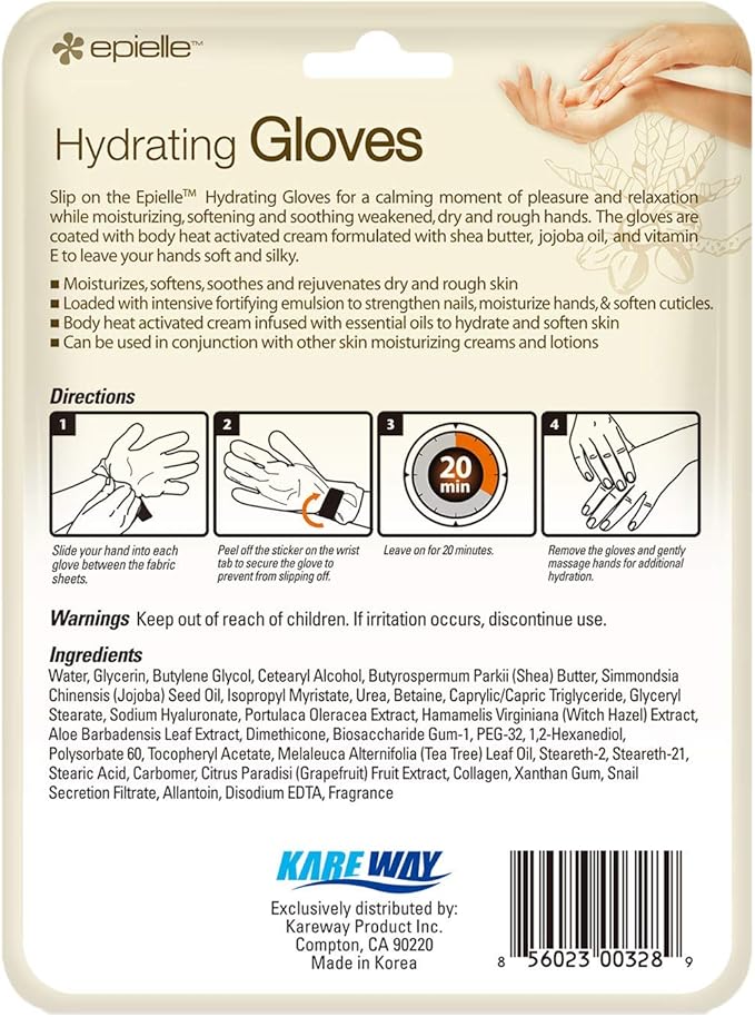 Epielle Hydrating Hand Masks 6 Pairs, Deep Moisturizing Gloves for Dry, Cracked Hands, Relieve and Soften with Shea Butter & Jojoba Oil, Korean Skin Care, Spa Set, Self Care Gifts for Women-Velvo Beauty