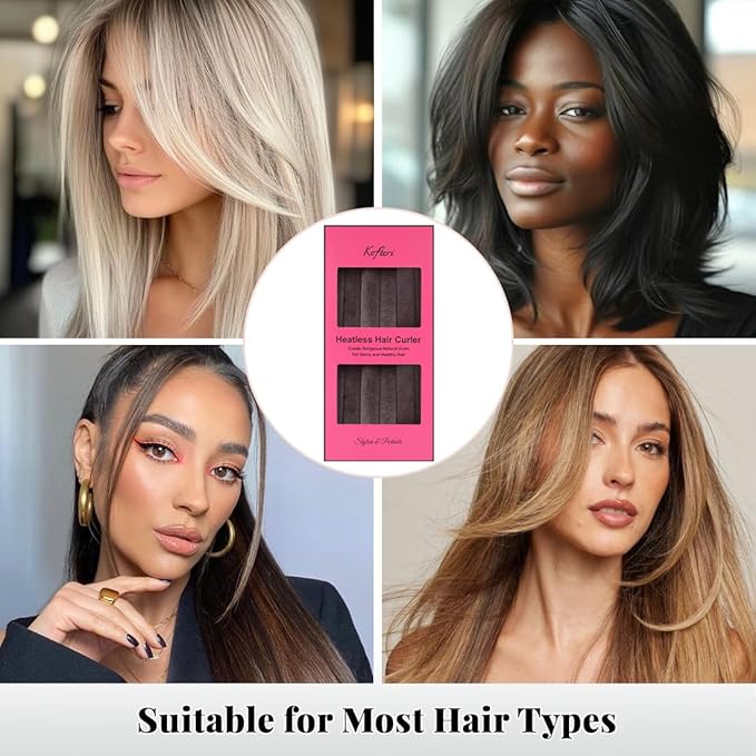 6-Pack Heatless Hair Curlers for Overnight Curls – Soft Flexi Rods for No Heat Styling, Comfortable Hair Rollers to Sleep In for Women, Heatless Curling Rod Set for Natural Waves-Velvo Beauty