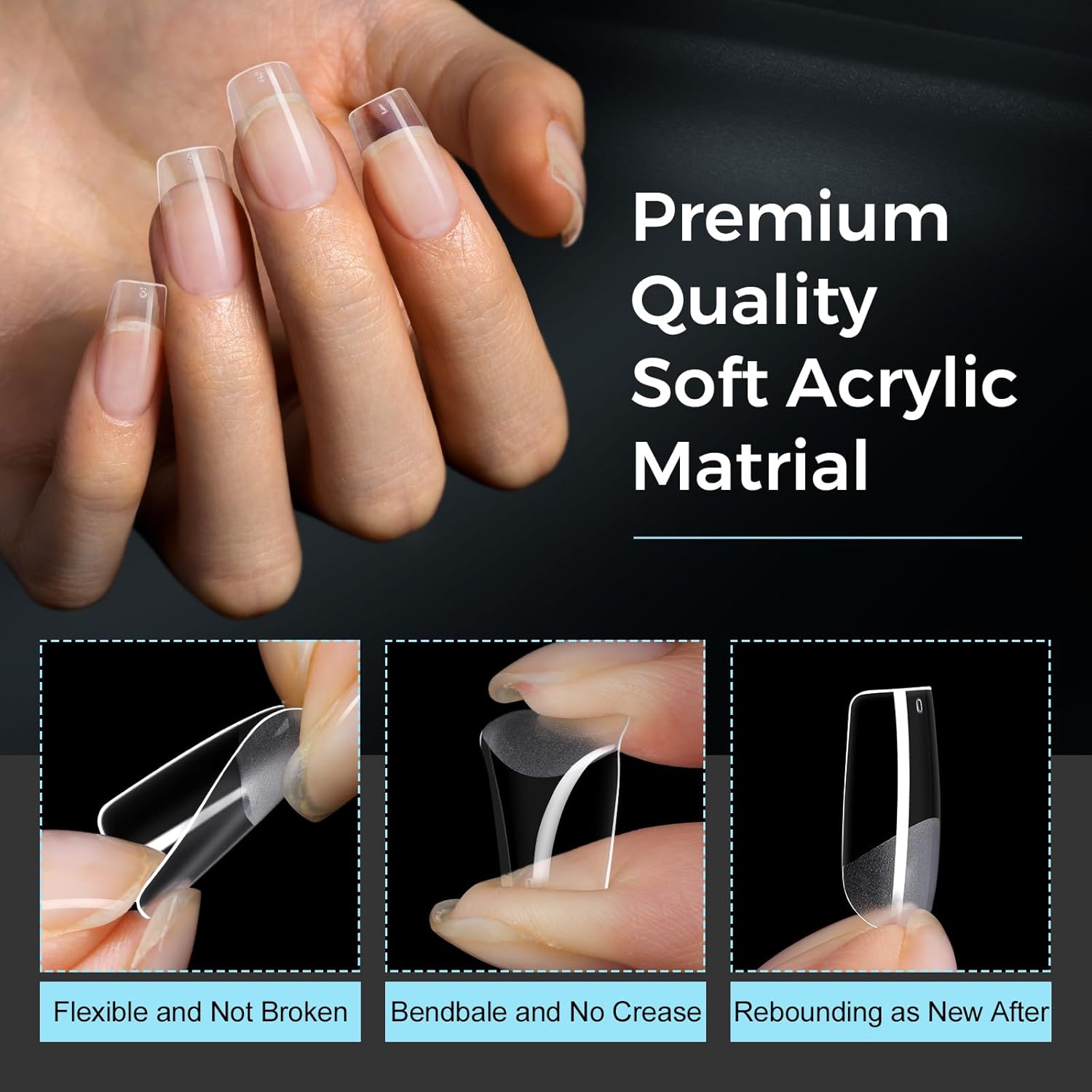 TOMICCA Short Square Nail Tips Acrylic Nails 240Pcs Acrylic Nail Kit Gel Nail Tips 12 Sizes Pre-shape Short Clear Fake Nails for Nail Extension Art Home DIY-Velvo Beauty