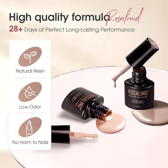 ROSALIND Nude Brown Gel Nail Polish Set, 8 Colors White Nude Brown Gel Polish, Beige Tan Caramel Coffee Gel Polish Collection Nail Art Gift DIY at Home-Velvo Beauty