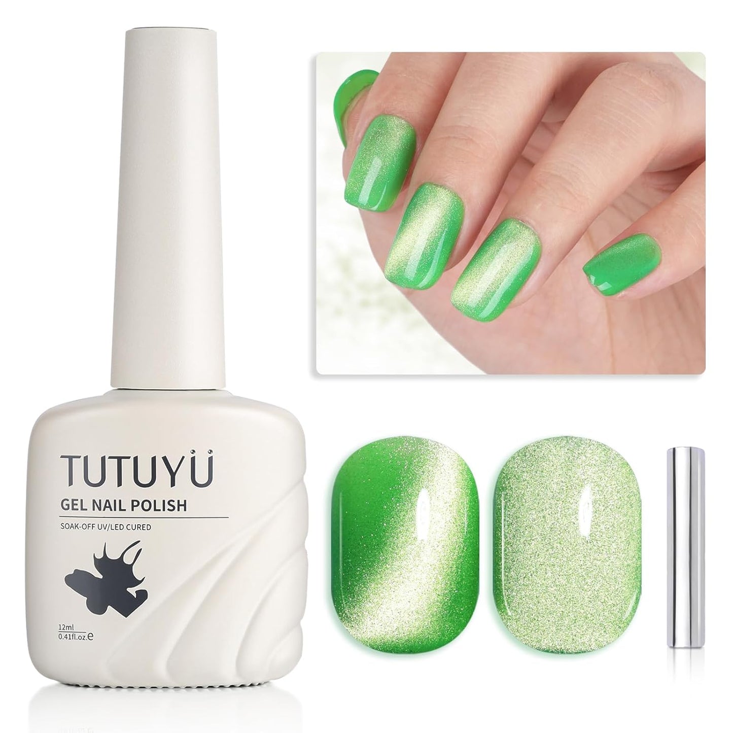 Green Cat Eye Gel Nail Polish - Perfect for DIY at Home & Ideal Gift for Nail Art Lovers!-Velvo Beauty
