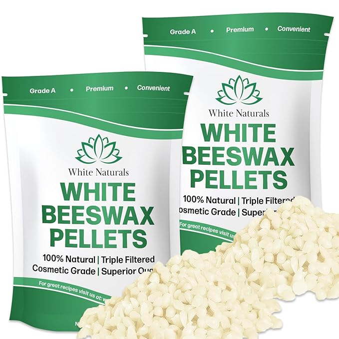 White Beeswax Pellets 2lb (1lb in Each Bag), Pure, Natural, Cosmetic Grade, Organic, Bees Wax Pastilles, 3X Filtered, Great For Soap Making, Candles, DIY Lip Balms, Sunscreen By White Naturals-Velvo Beauty
