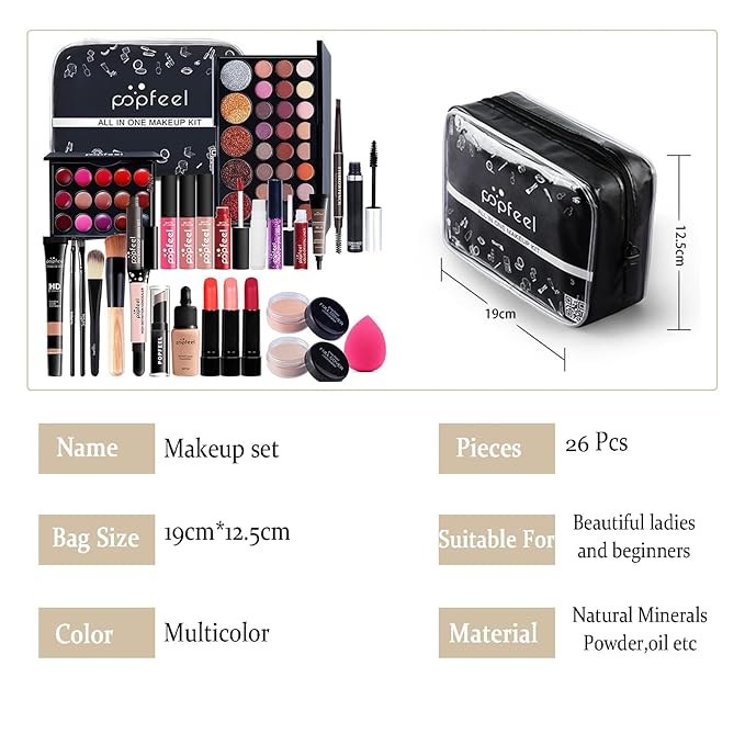 Makeup Kit for Women Full Kit, 26PCS Multi-Purpose Makeup Kit All-in-One Makeup Gift Set Makeup Essential Starter Kit, Compact and Lightweight Design for Girls, Women-Velvo Beauty