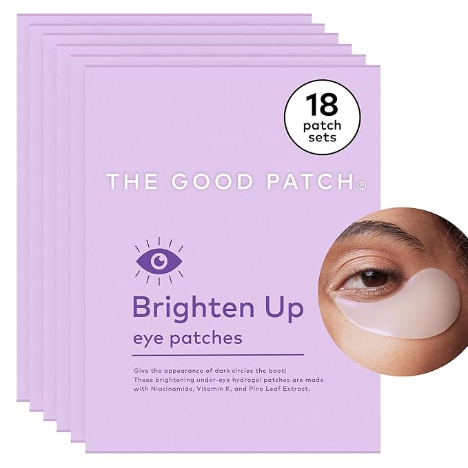 The Good Patch Brighten Up Hydrogel Under Eye Patches for Dark Circles and Puffy Eyes, Made with Niacinamide, Vitamin K, Pine Leaf Extract, Clinically Proven (18 Total Patch Sets)-Velvo Beauty