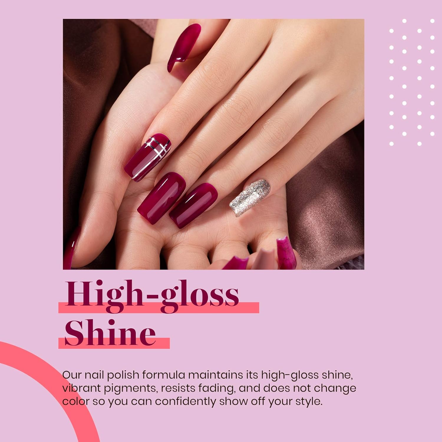 Beetles Wine Red Gel Nail Polish, Burgundy Red Plum Fall Gel Polish Soak Off Uv LED Lamp Nail Art Manicure Salon DIY Design at Home Gifts for Women 0.51 Fl Oz-Velvo Beauty