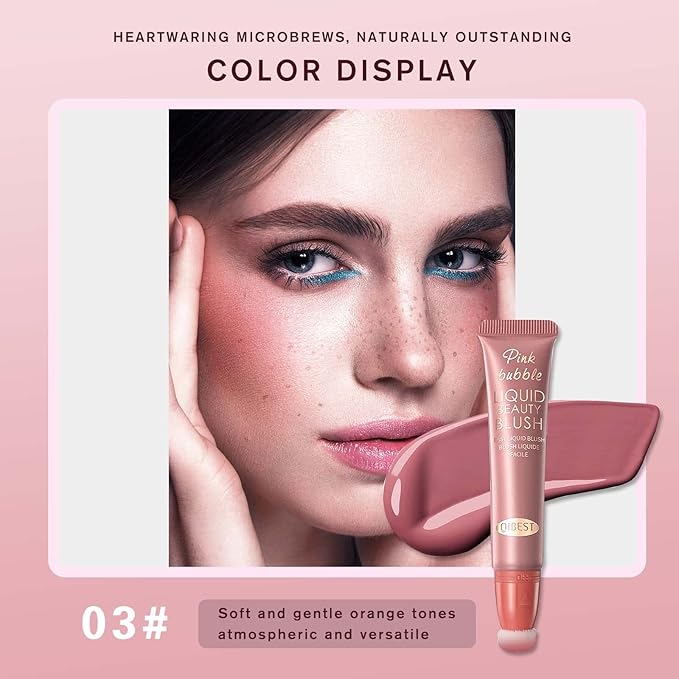 Liquid Blush Beauty Wand Matte Cream Blush Stick with Soft Cushion Applicator For Natural Cheek Tint Blendable Lightweight Long Lasting Dewy Finish makeup blush for Face(03 Plum Wine)-Velvo Beauty