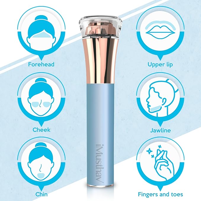 Flawless Facial Hair Remover for Women Painless Electric Razor Epilator Trimmer Shaver with 18K Gold-Plated, 16mm Dual Ring Floating Head, USB Rechargeable, 360° LED for Face Lip Hair Removal-Velvo Beauty