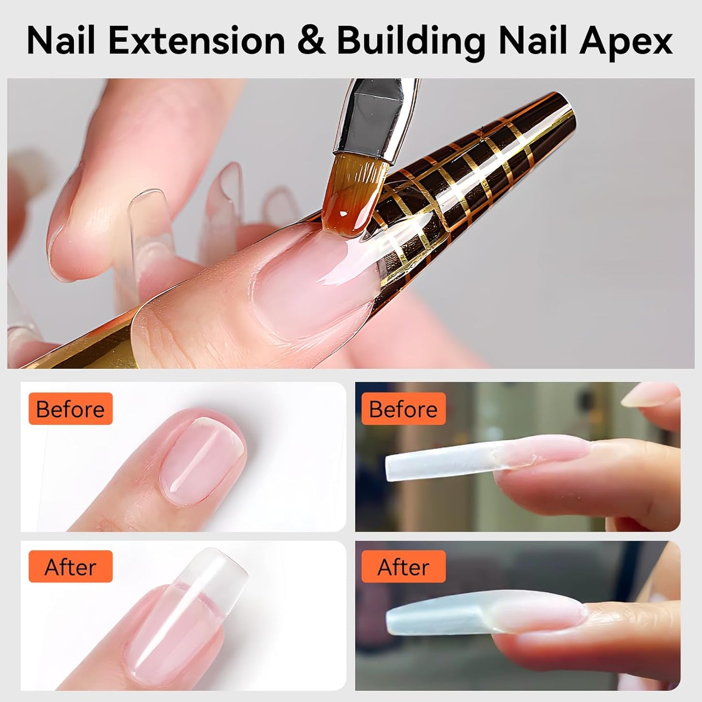 Makartt Clear Gel Builder: Nail Extension, Strong, Self-Levelling, Long Lasting for Strengthener Sculpture Broken Nails Repair Protection, UV LED Lamp Cure Required, Home Salon DIY Manicure 1.06 oz-Velvo Beauty
