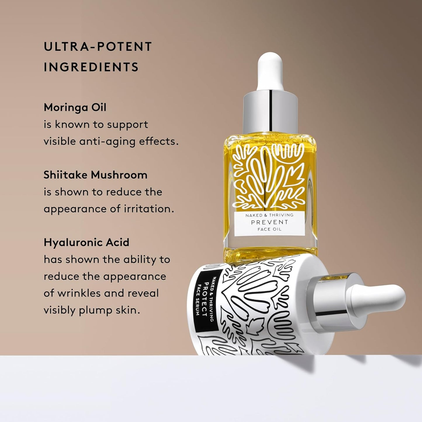 Naked & Thriving Limited Edition Day Set | Protect Antioxidant Day Serum (30 mL) + Prevent Anti-Aging Face Oil (35 mL) with Hyaluronic Acid, Moringa and Rosehip Oil | 65 mL/2.18 fl oz (Set of 2)-Velvo Beauty